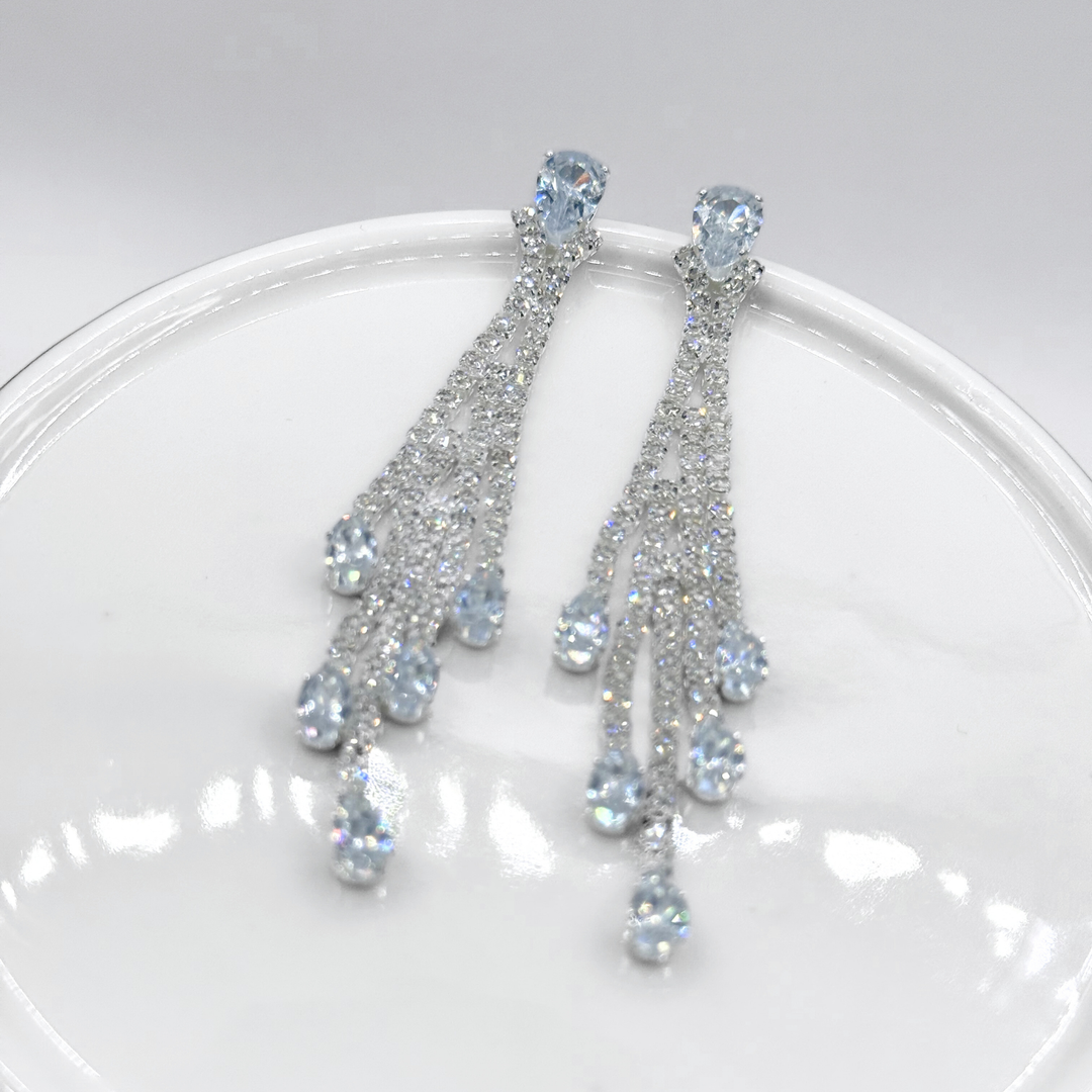 Emma Clara - Aros de fiesta Strass diseño Gota Plateado