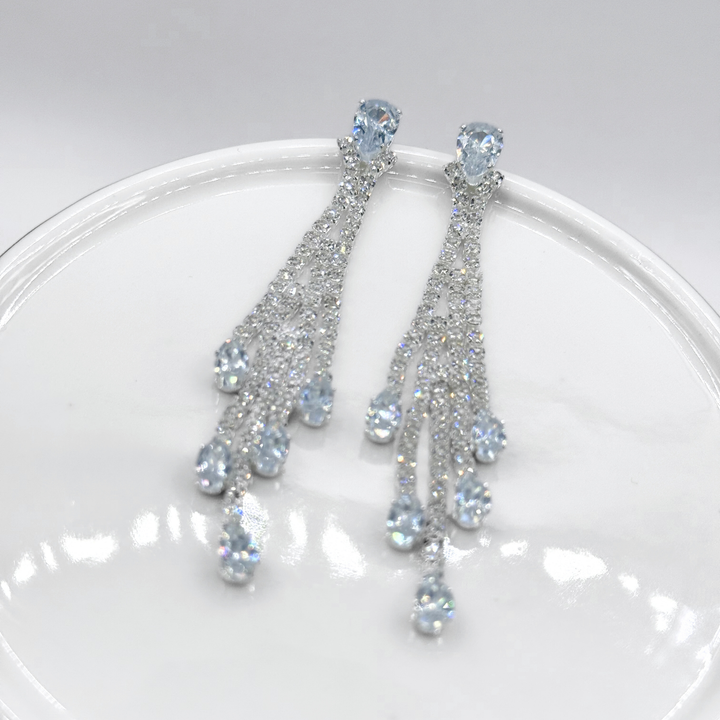 Emma Clara - Aros de fiesta Strass diseño Gota Plateado