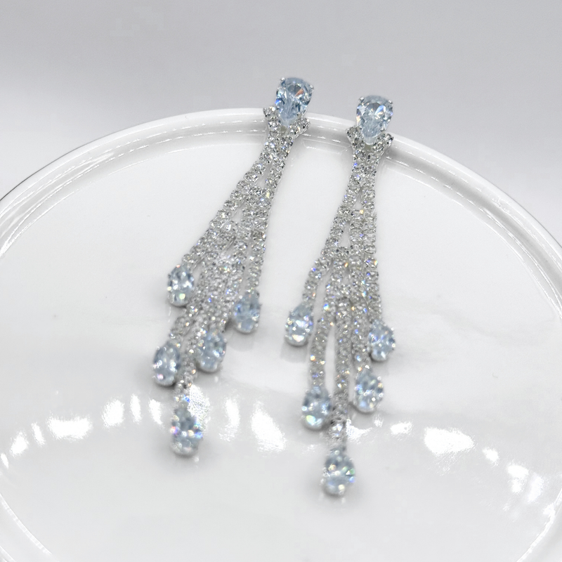 Emma Clara - Aros de fiesta Strass diseño Gota Plateado