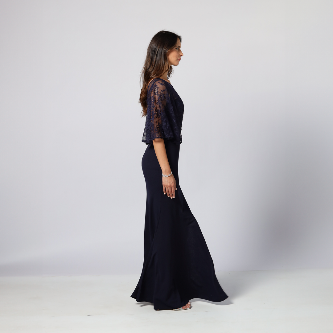 Emma Clara - Vestido Con Manga Campana Luisa Azul Marino