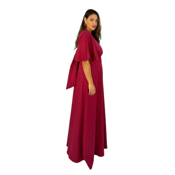 Emma Clara - Vestido Largo Manga Amplia Josefa Borgoña