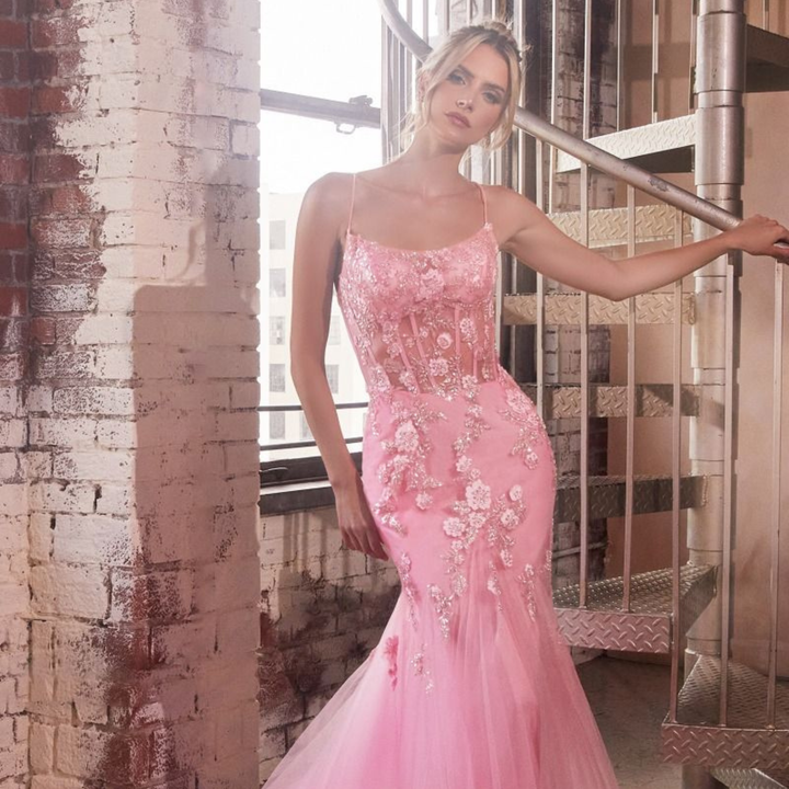 Emma Clara - Vestido de Fiesta Sirena 3D Sabrina Rosado