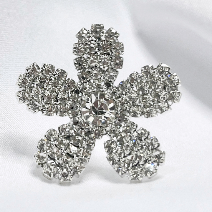 Emma Clara - Aros de fiesta diseño Flor Strass Plateado