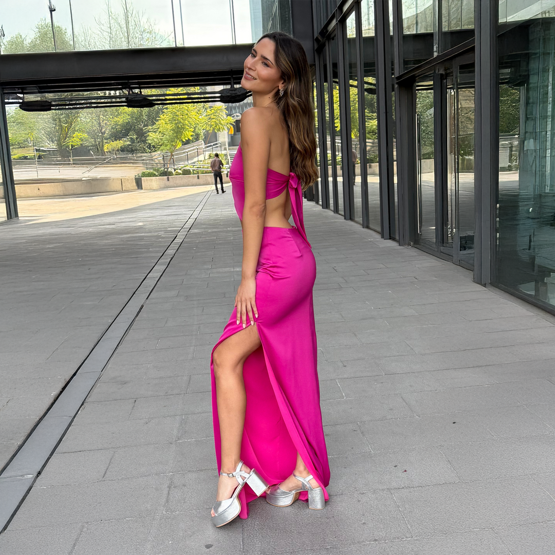 Emma Clara - Vestido Asimétrico Cut Out Noé Fucsia
