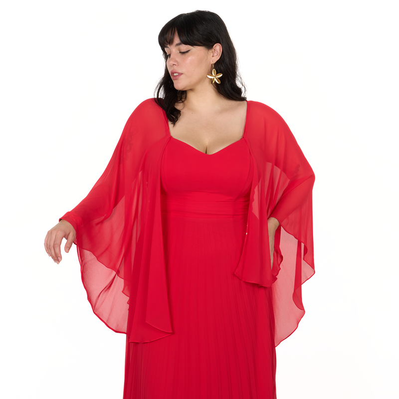 Emma Clara - Vestido de Fiesta con Capa desmontable Estela Rojo