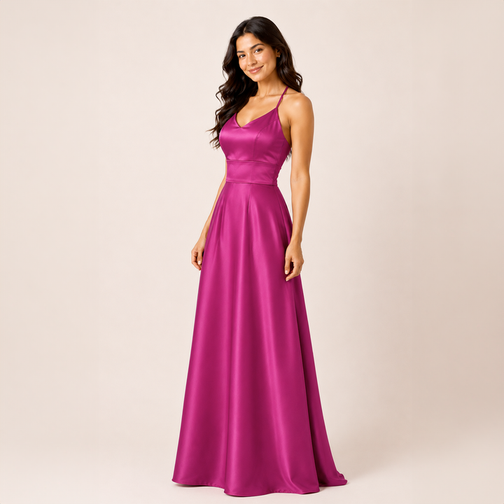 Emma Clara - Vestido de fiesta Tipo A Ajustable Melissa Fucsia