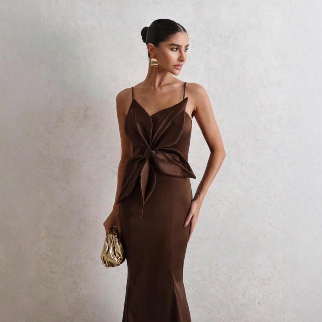 Emma Clara - Vestido de Fiesta Estilo Sirena Agata Chocolate