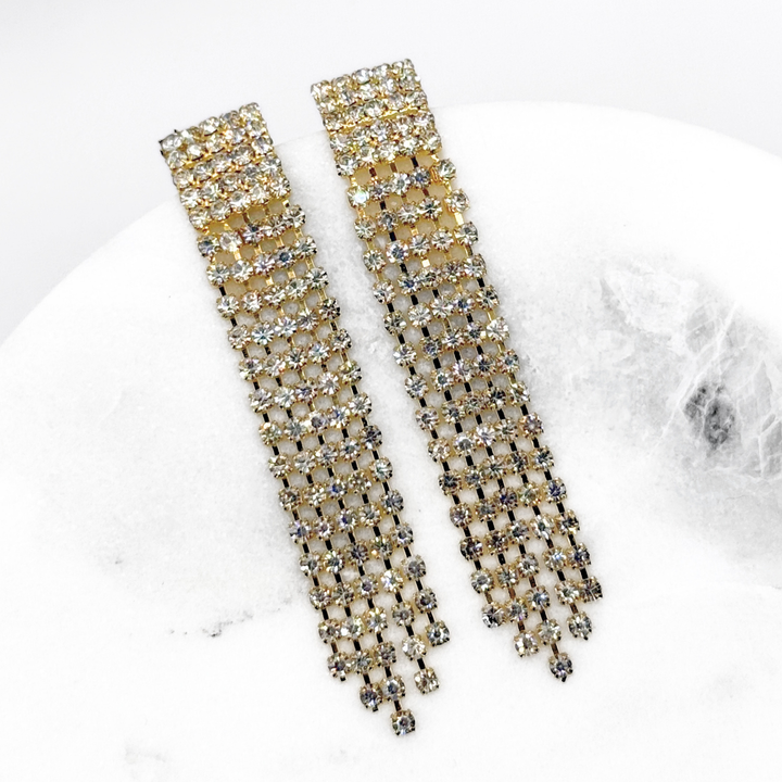 Emma Clara - Aros De Fiesta Fantasía Colgantes Strass Dorado