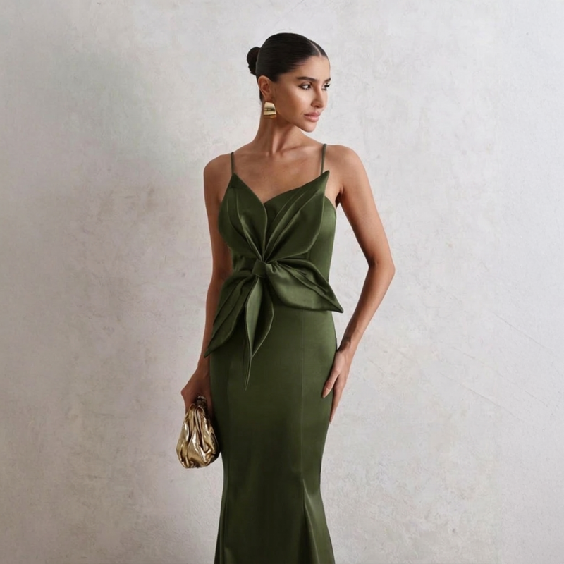 Emma Clara - Vestido de Fiesta Estilo Sirena Agata Verde Olivo