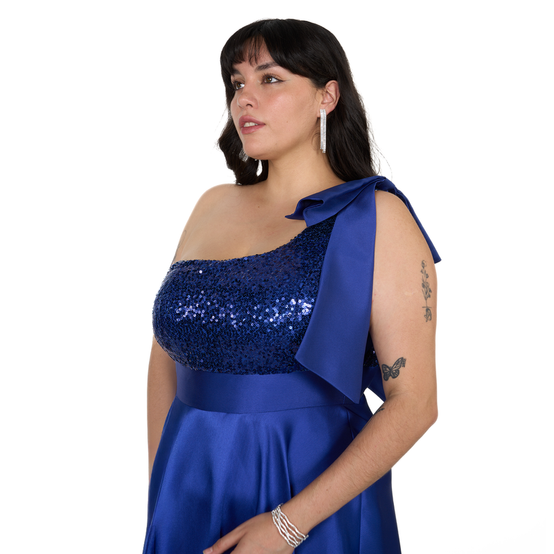Emma Clara - Vestido Largo de Fiesta Asimétrico Isis Azul Royal
