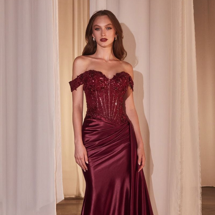 Emma Clara - Vestido de fiesta Corset pedrería Luciana Borgoña