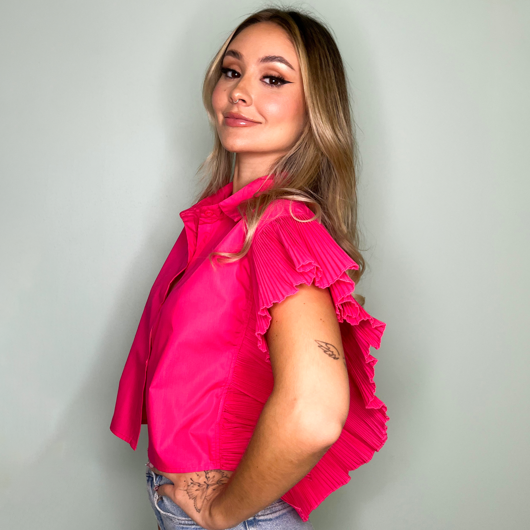 Emma Clara - Blusa Elegante Drapeado Eda Fucsia