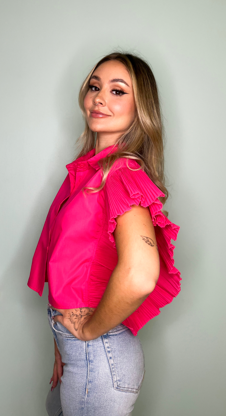 EMMA CLARA - BLUSA ELEGANTE ACABADO DRAPEADO FUCSIA