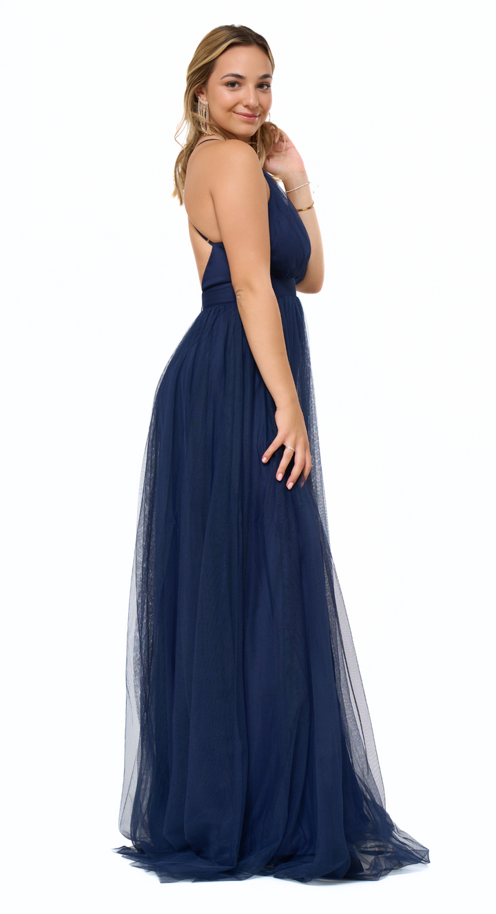 Emma Clara - Vestido de Fiesta Largo en Tul Minerva Azul Navy