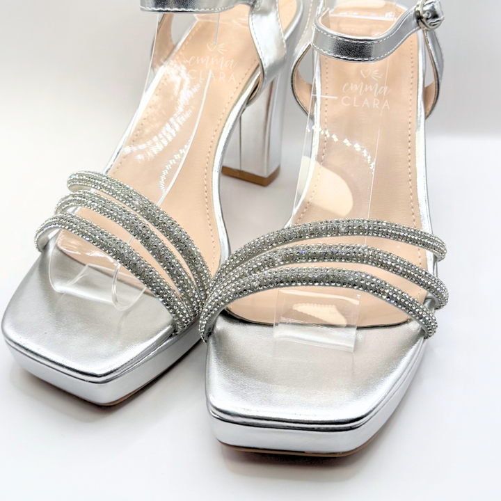 Emma Clara - Zapato de Fiesta Multistraps Brillantes Rita Plateado
