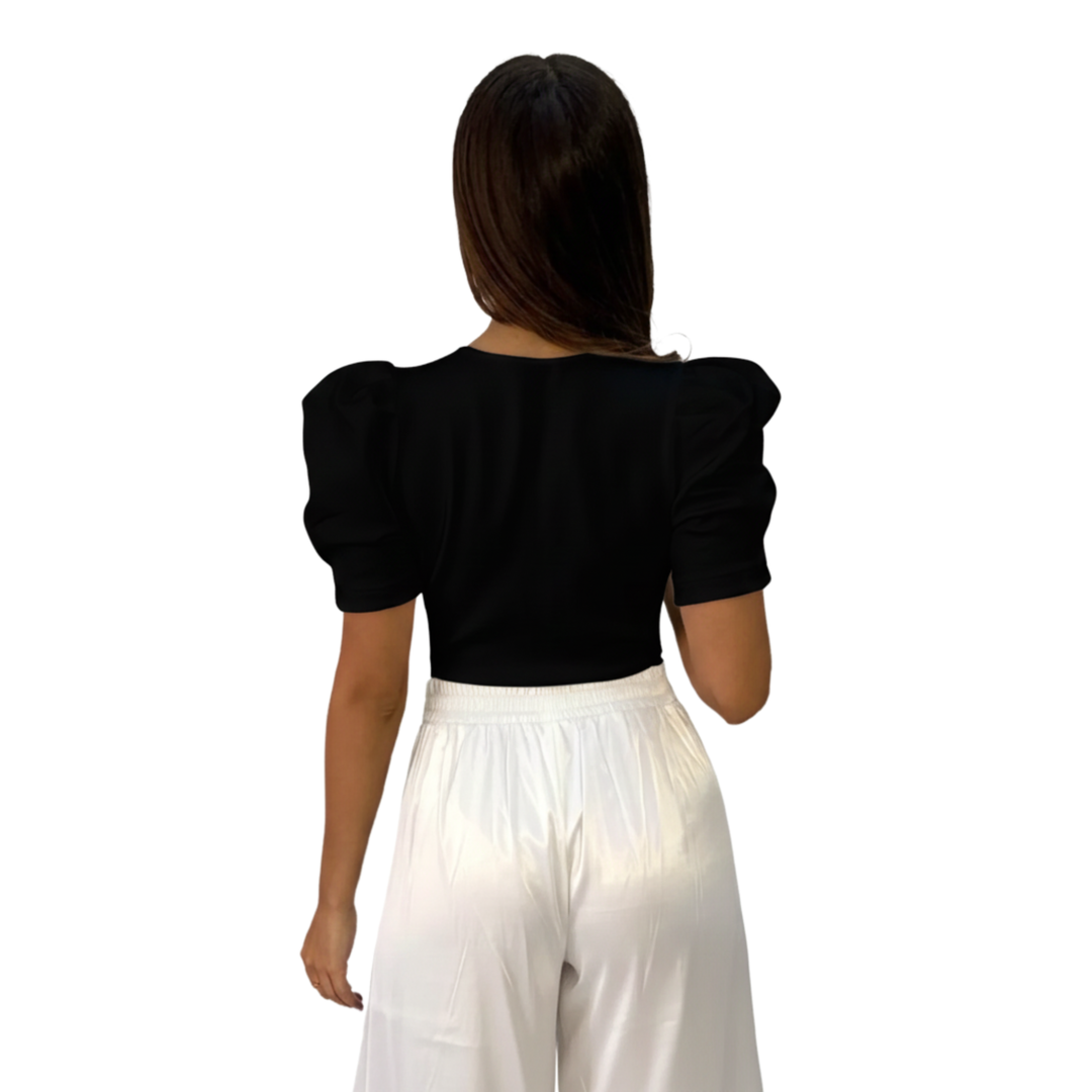 Emma Clara - Body Manga Globo Negro