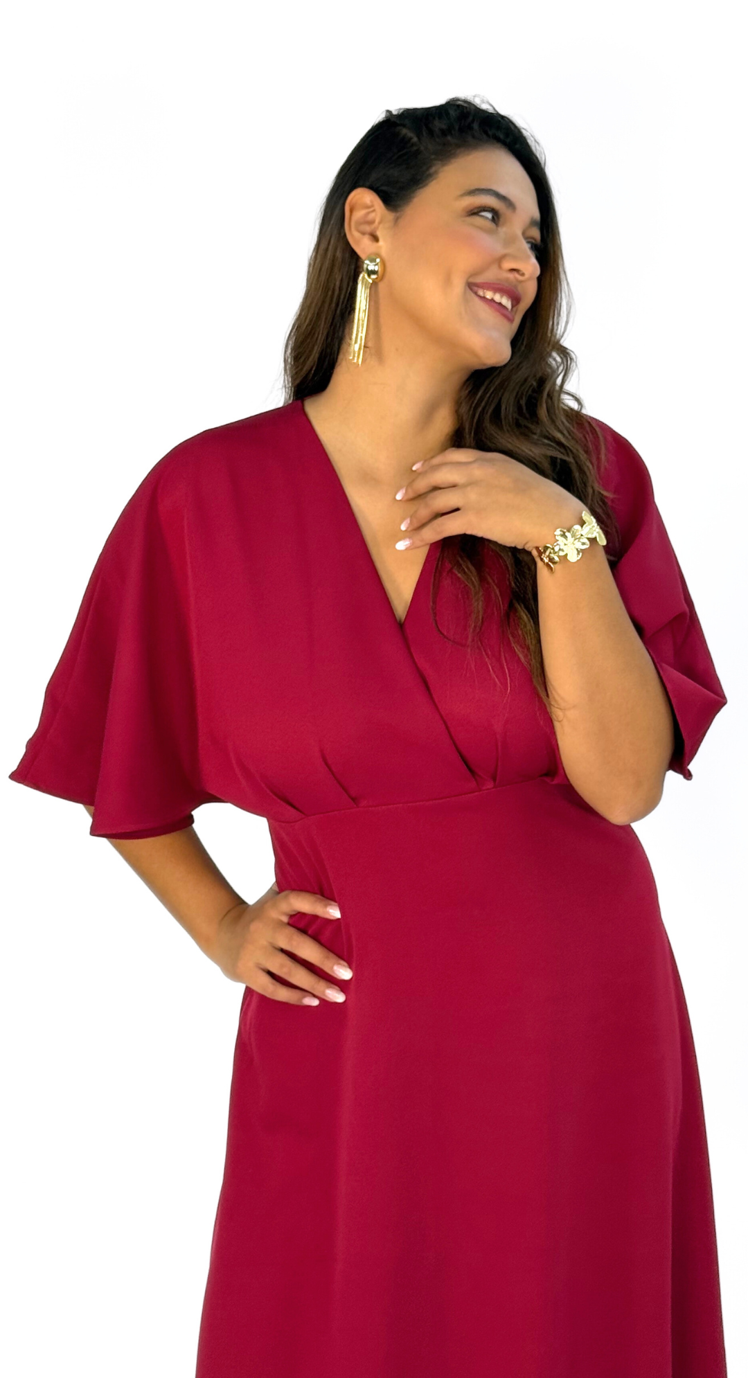 Emma Clara - Vestido Espalda Descubierta Josefa Borgoña