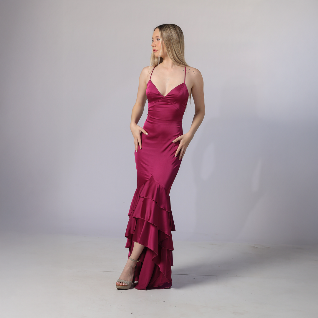 Emma Clara - Vestido de Fiesta Espalda Corset Isi Magenta