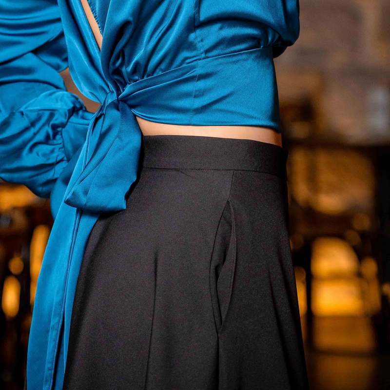 Emma Clara - Maxi Falda con Abertura Gael Negra