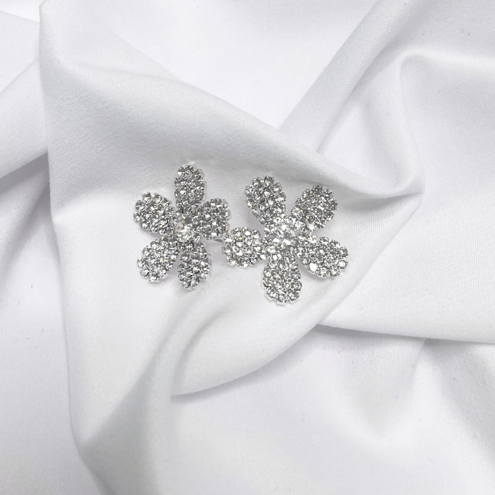 Emma Clara - Aros de fiesta diseño Flor Strass Plateado