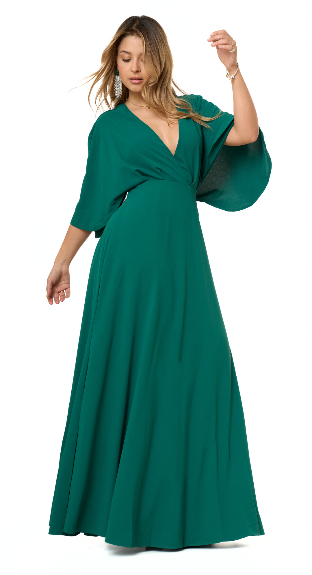 Emma Clara- Vestido espalda descubierta Josefa Verde Esmeralda