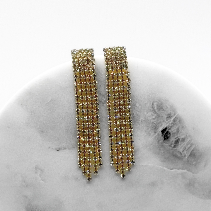 Emma Clara - Aros De Fiesta Fantasía Colgantes Strass Dorado