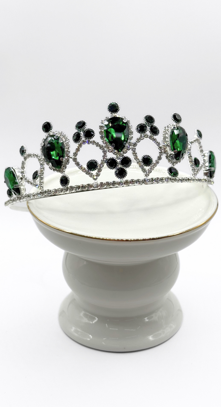 EMMA CLARA - CORONA ELEGANTE DE FIESTA Y NOVIA VERDE ESMERALDA