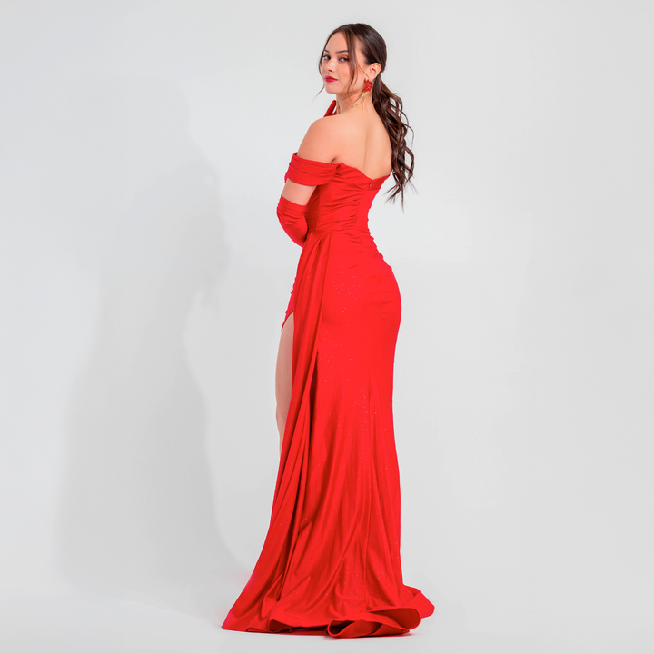 Emma Clara - Vestido De Fiesta Glitter Hombros Descubiertos Alberta