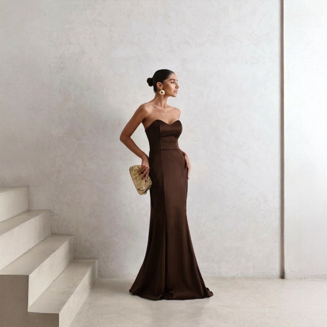 Emma Clara - Vestido de Fiesta Estilo Sirena Agata Chocolate