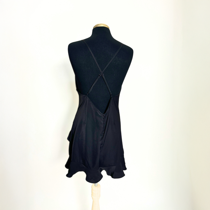 Emma Clara - Rompers Satinado Drapeado EC0256 Negro