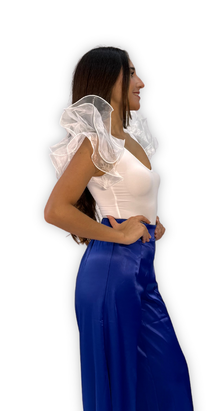 EMMA CLARA - BODY BLANCO DE ALGODÓN SUAVE CON MANGAS VOLUMINOSAS
