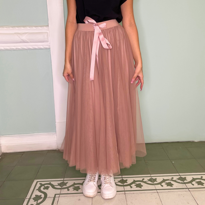 Emma Clara - Falda Midi Tul Rosa