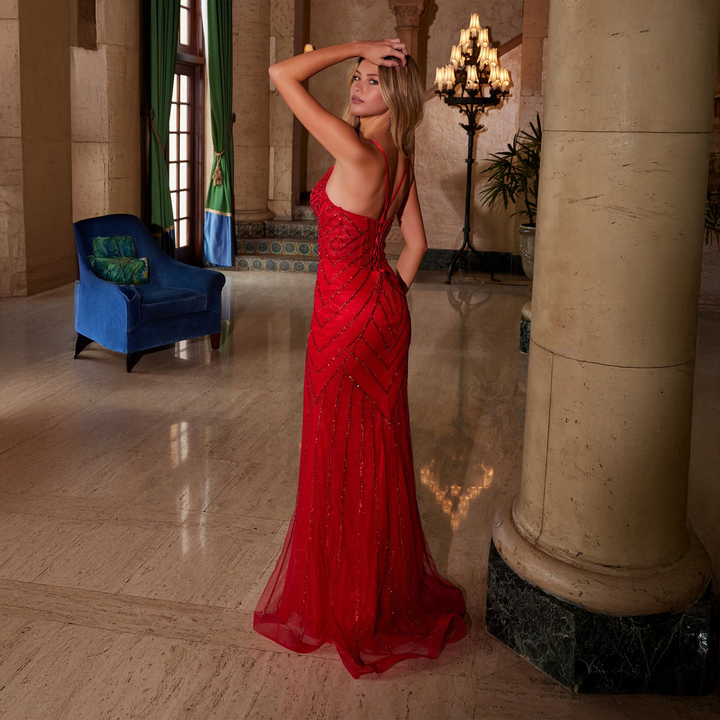 Emma Clara - Vestido de Fiesta Tul con Strass Farah Rojo