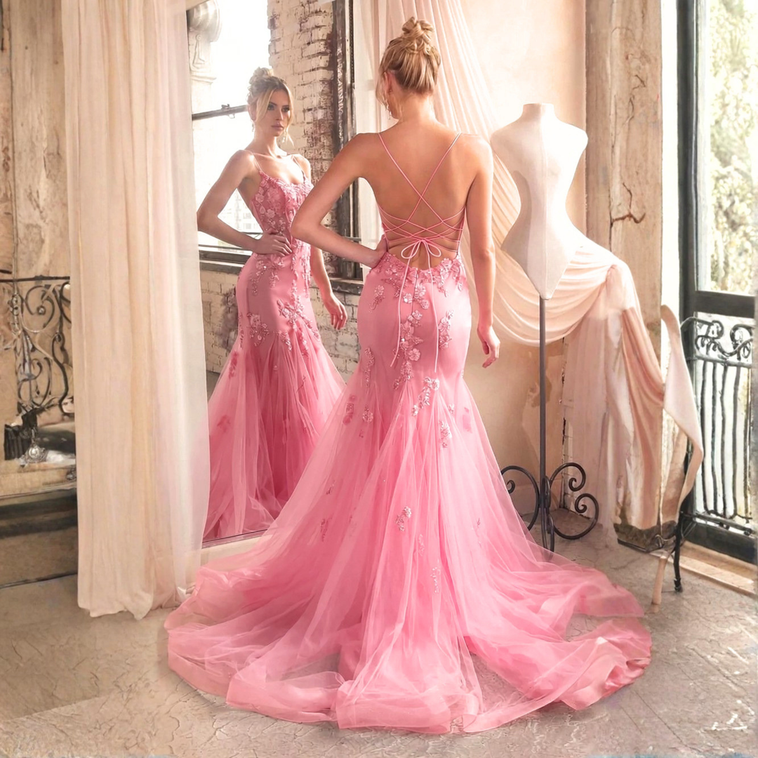 Emma Clara - Vestido de Fiesta Sirena 3D Sabrina Rosado