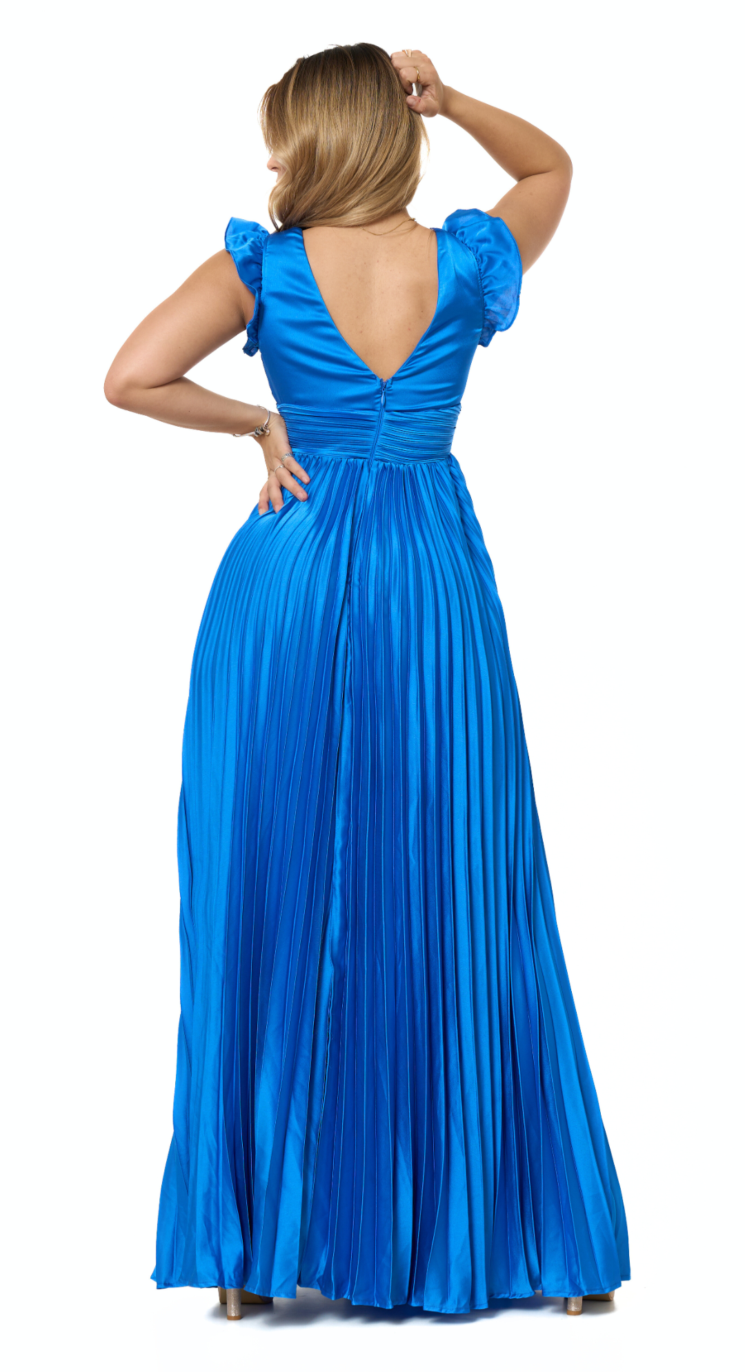 Emma Clara - Vestido de fiesta plisado Mariam Azul Royal