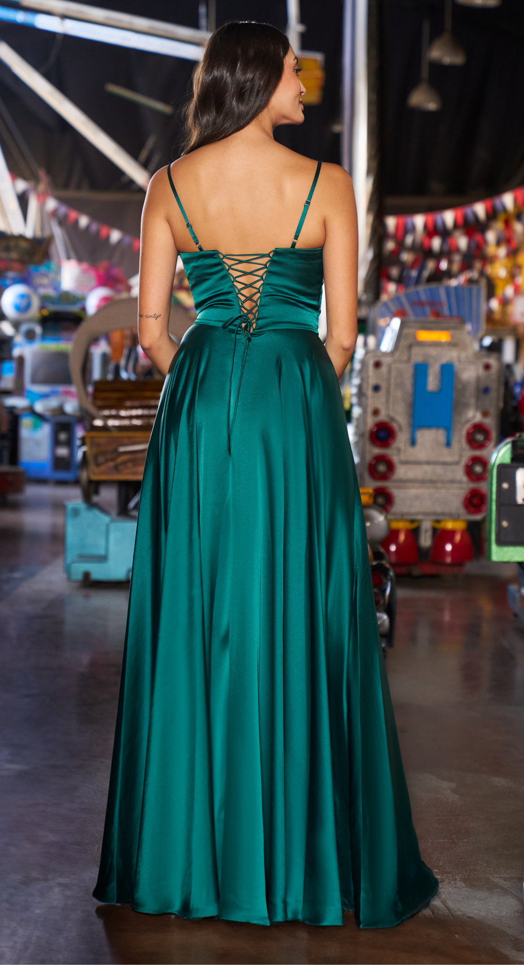EMMA CLARA - VESTIDO DE FIESTA TIPO A LOLA VERDE ESMERALDA