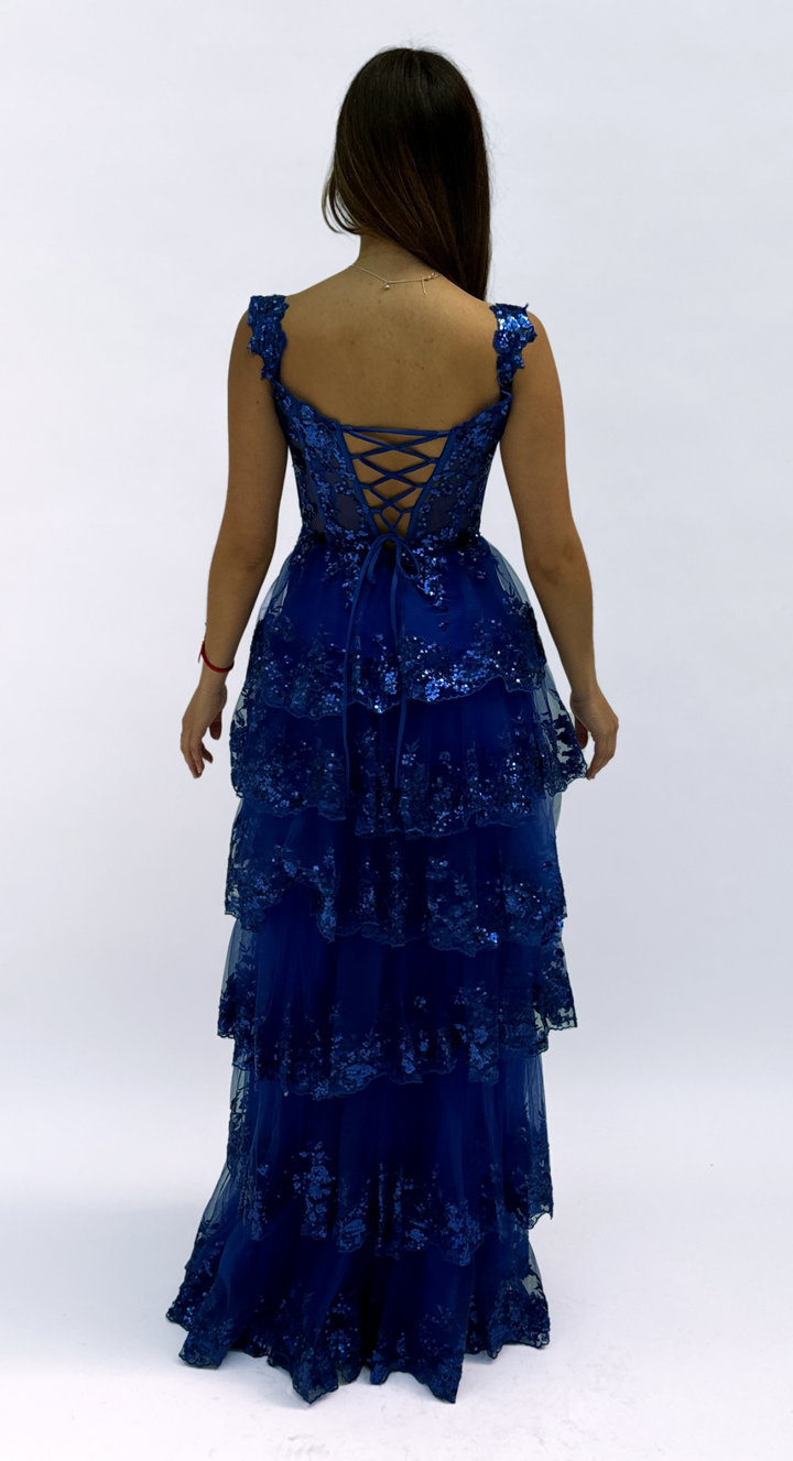 Emma Clara - Vestido de Tul fino a capas EC001 Azul Royal