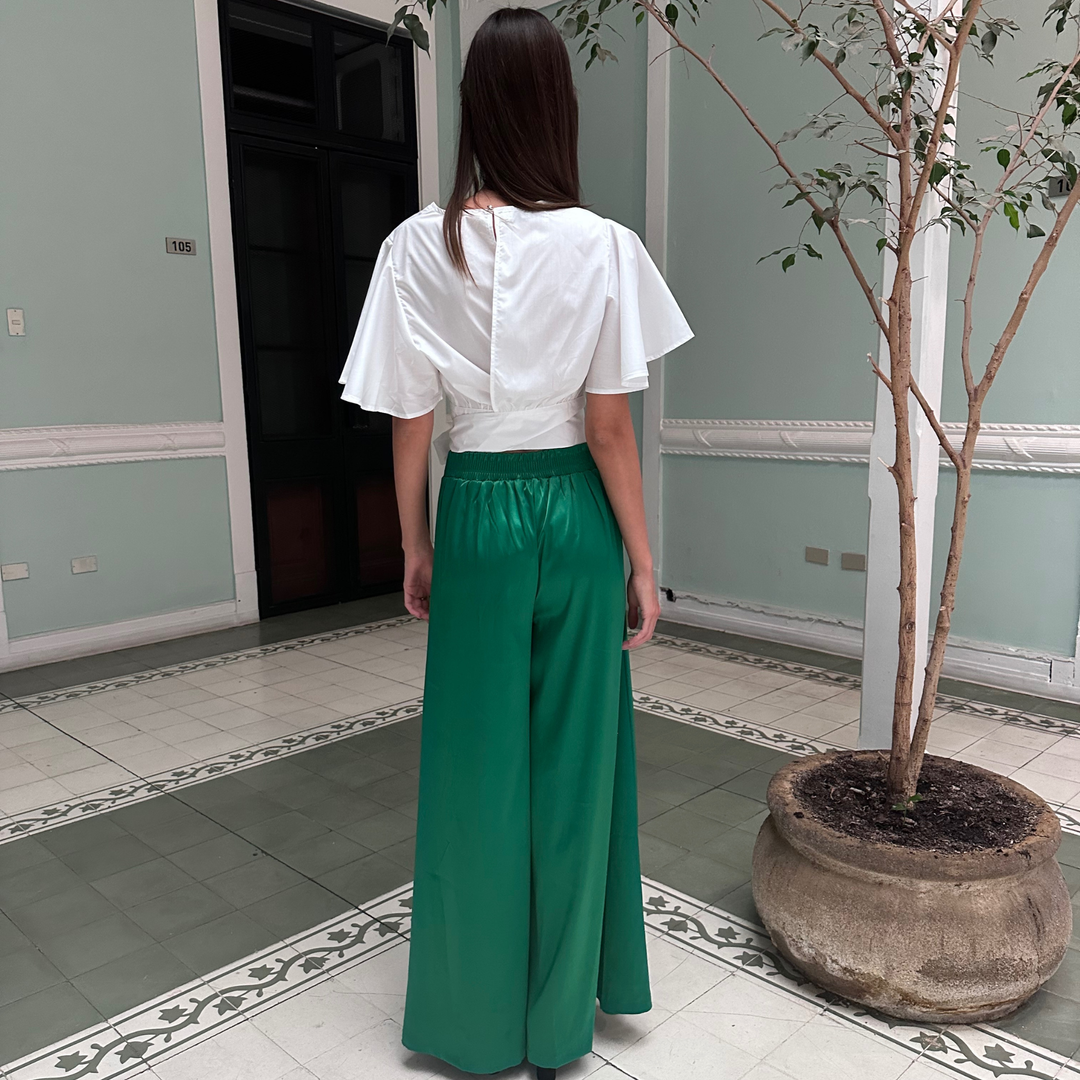 Emma Clara - Palazzo Tela Satinada Verde Esmeralda