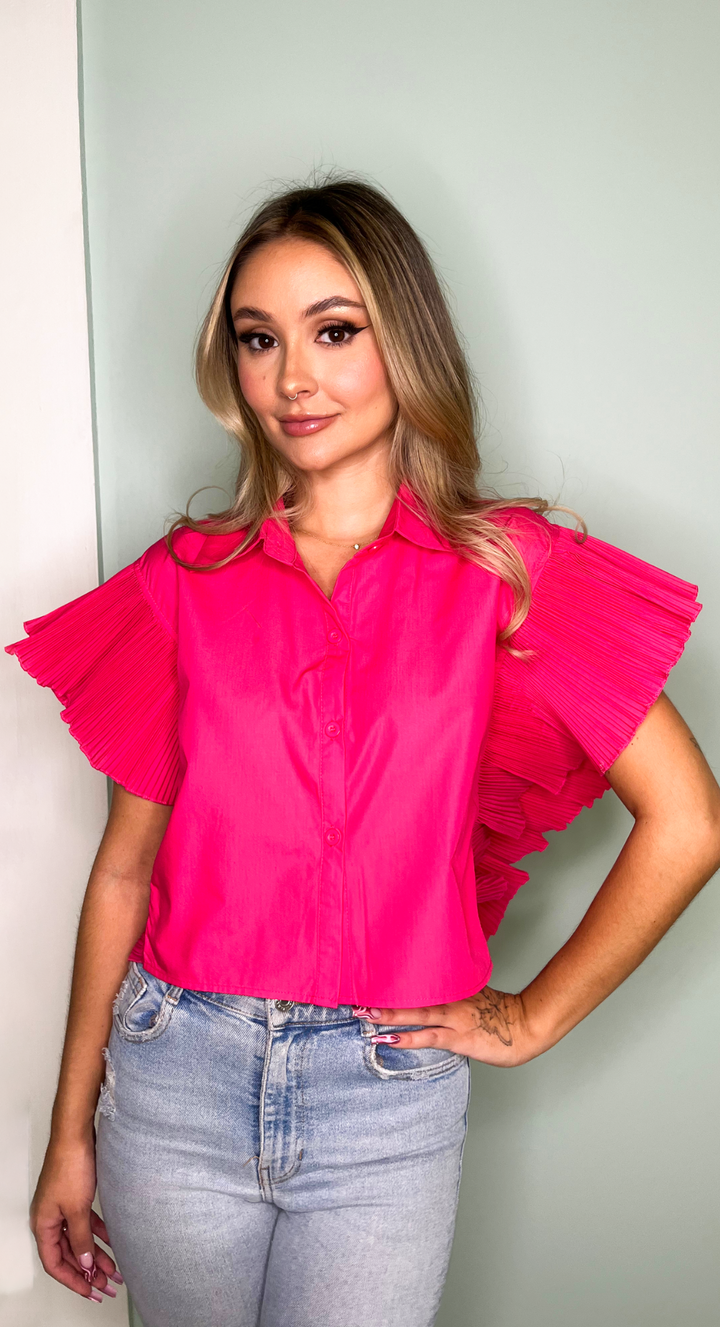 EMMA CLARA - BLUSA ELEGANTE ACABADO DRAPEADO FUCSIA