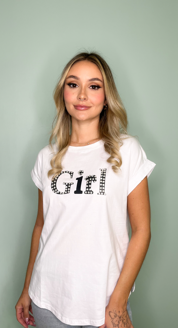 EMMA CLARA - POLERA GIRL STRASS BLANCO