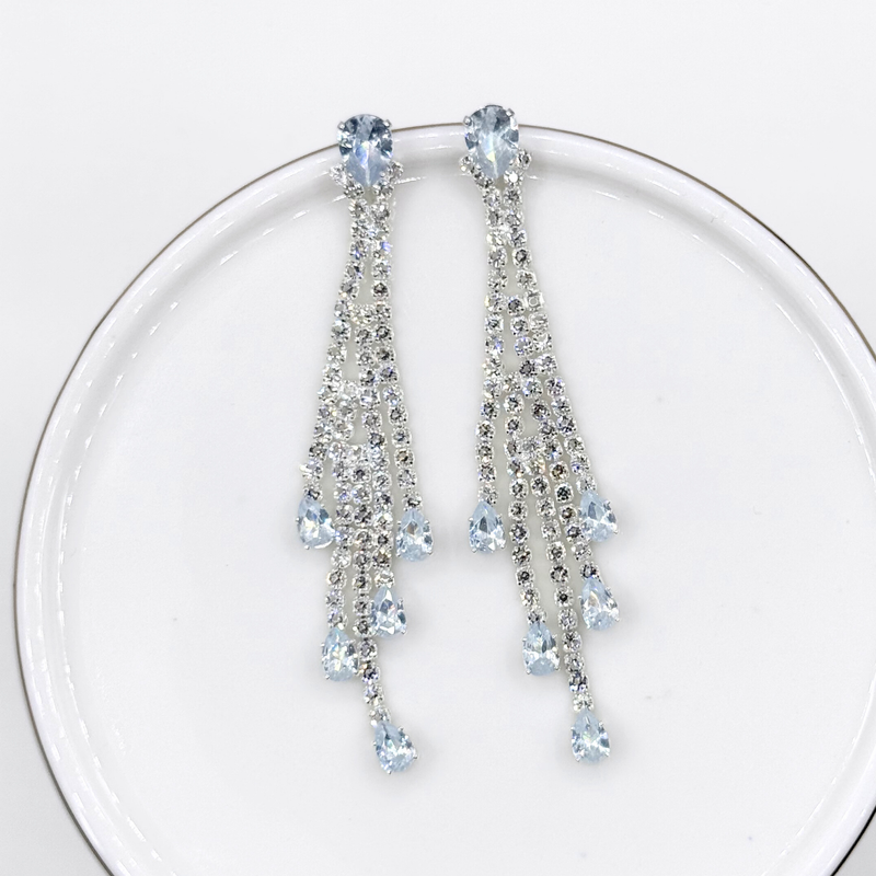Emma Clara - Aros de fiesta Strass diseño Gota Plateado