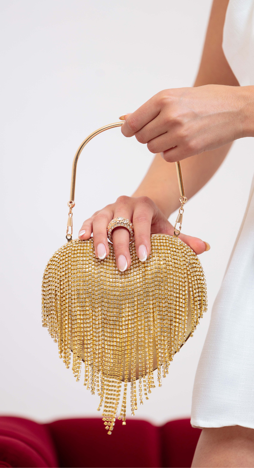 Emma Clara - Cartera de fiesta Corazón con Strass Dorado