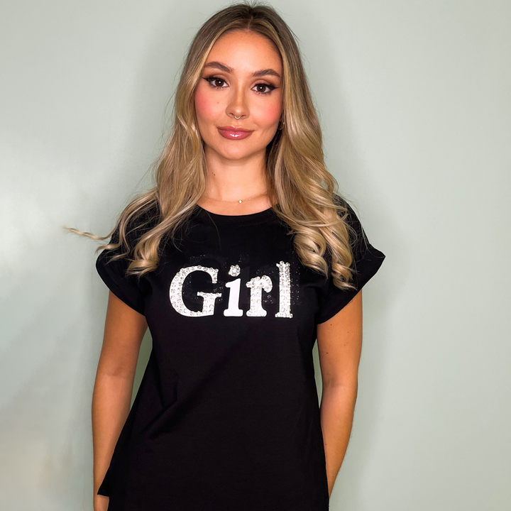 Emma Clara - Polera Diseño en Strass Negro