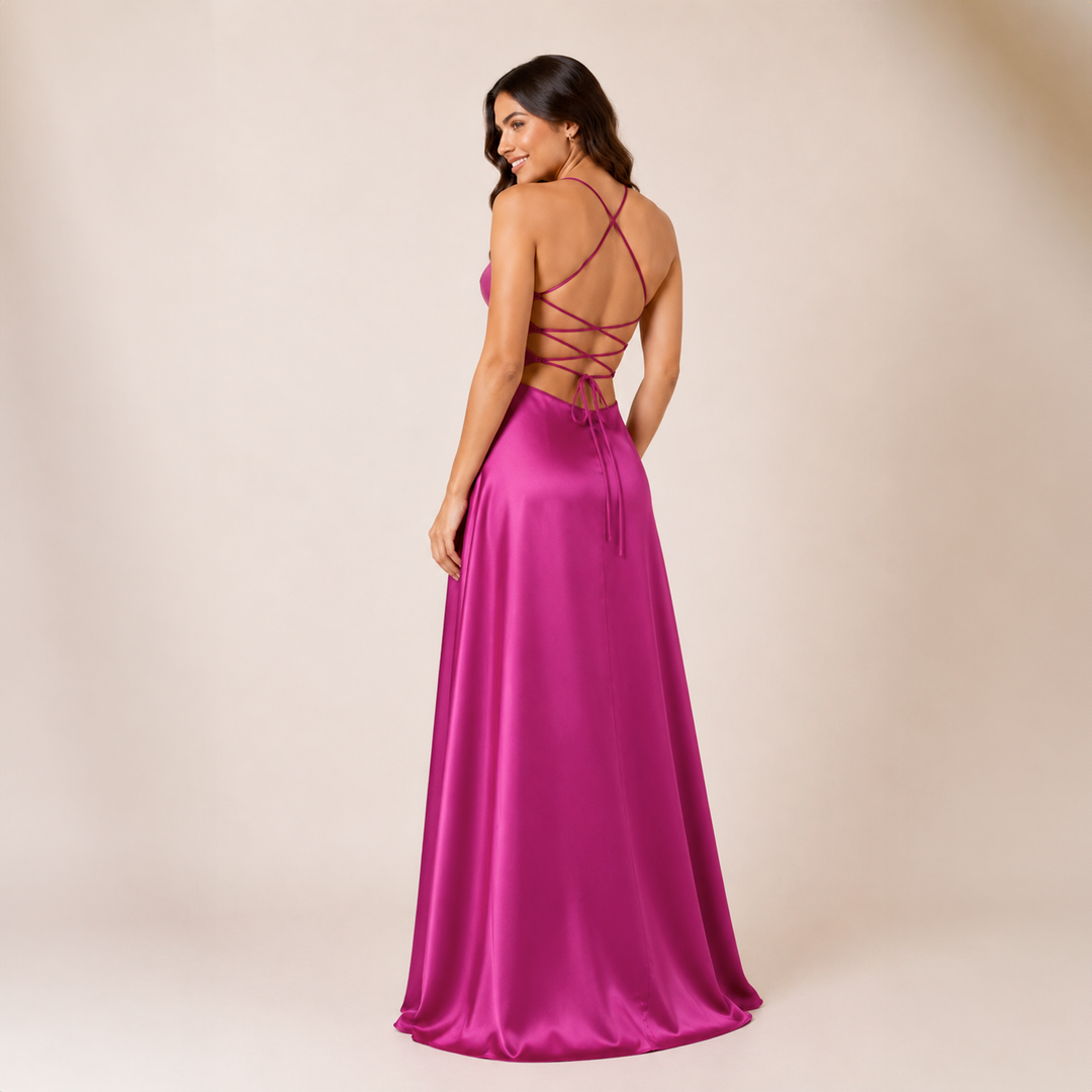 Emma Clara - Vestido de fiesta Tipo A Ajustable Melissa Fucsia