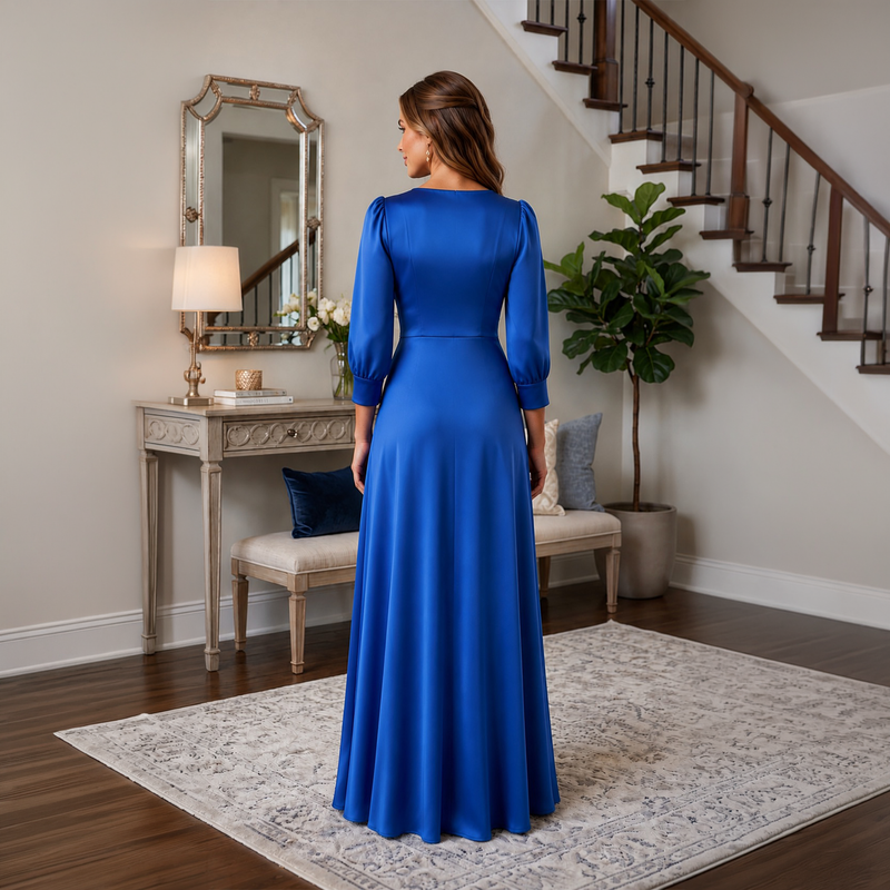 Emma Clara - Vestido de Fiesta Casual Tipo A July Azul Royal