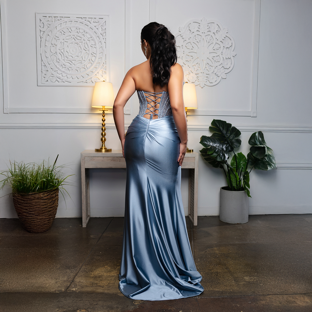 Emma Clara - Vestido de Fiesta Strapless Strass Cote Celeste