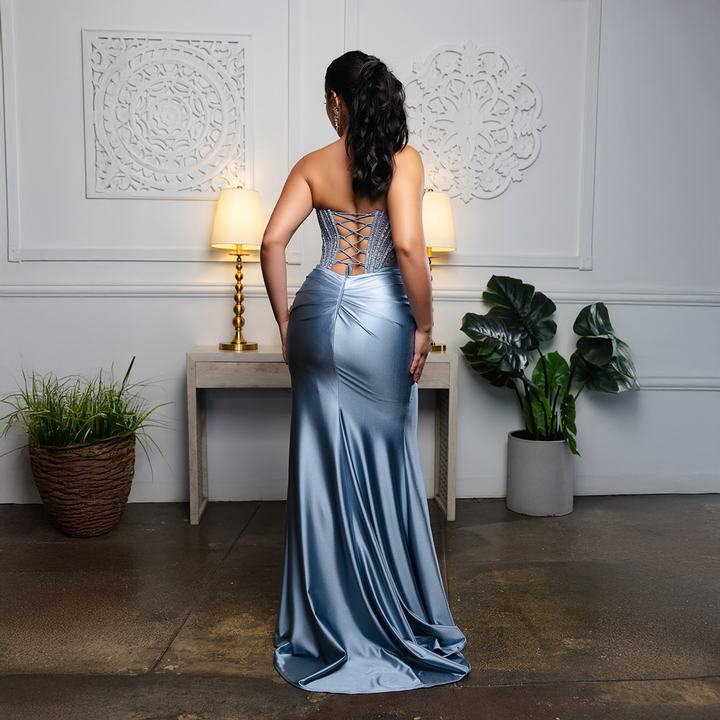 Emma Clara - Vestido de Fiesta Strapless Strass Cote Celeste