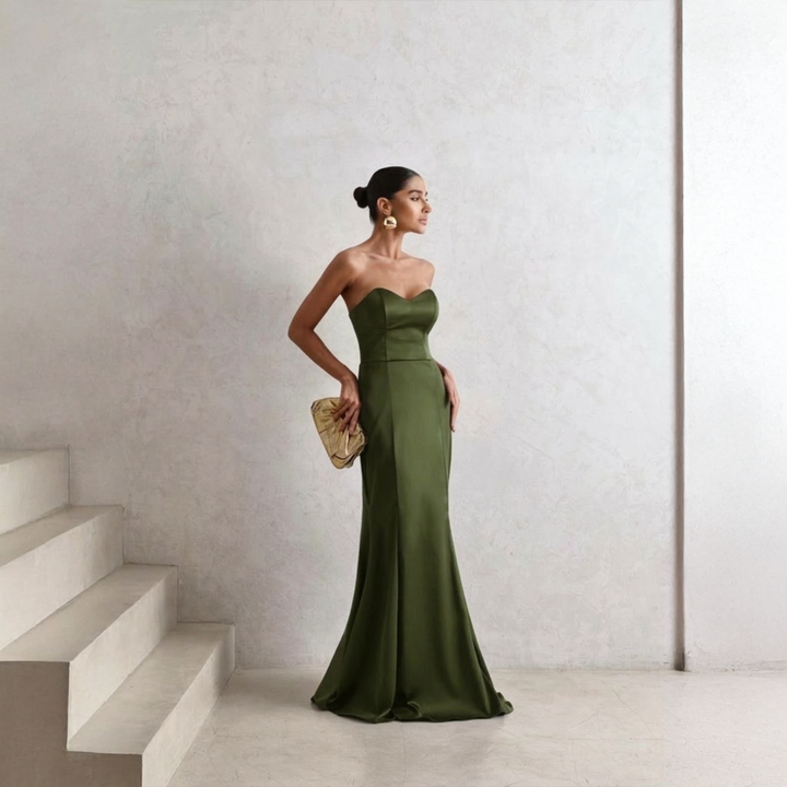 Emma Clara - Vestido de Fiesta Estilo Sirena Agata Verde Olivo