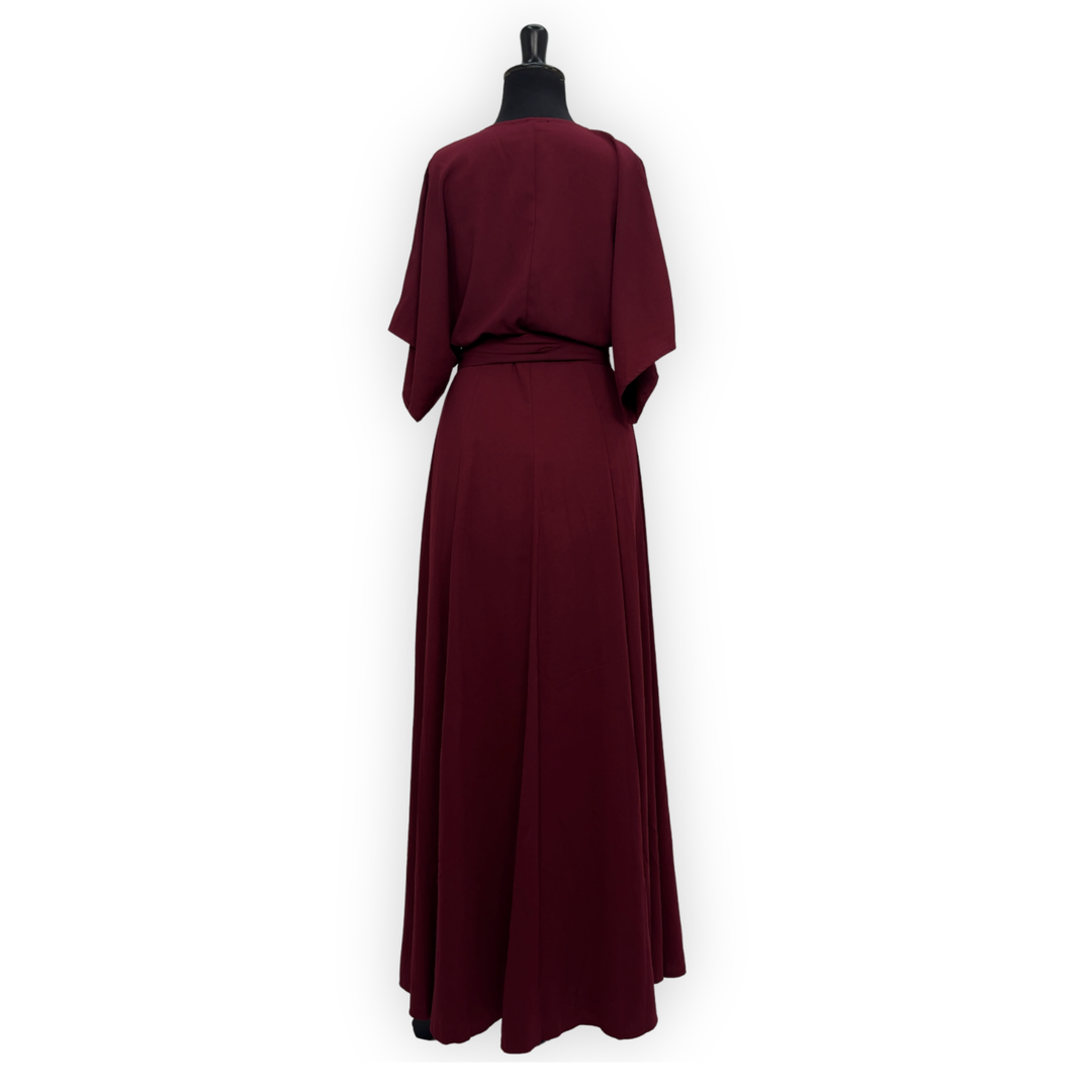 Emma Clara - Vestido Envolvente Manga Murciélago EC0258 Borgoña