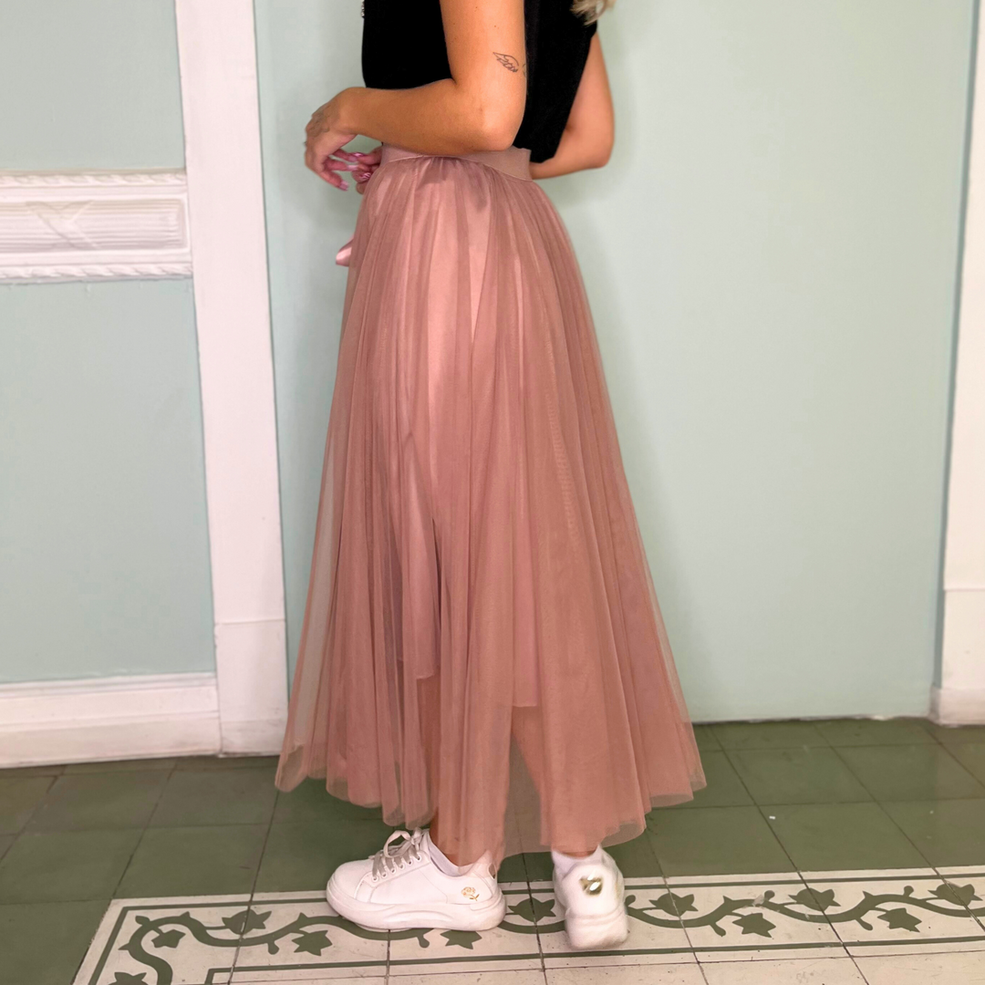 Emma Clara - Falda Midi Tul Rosa